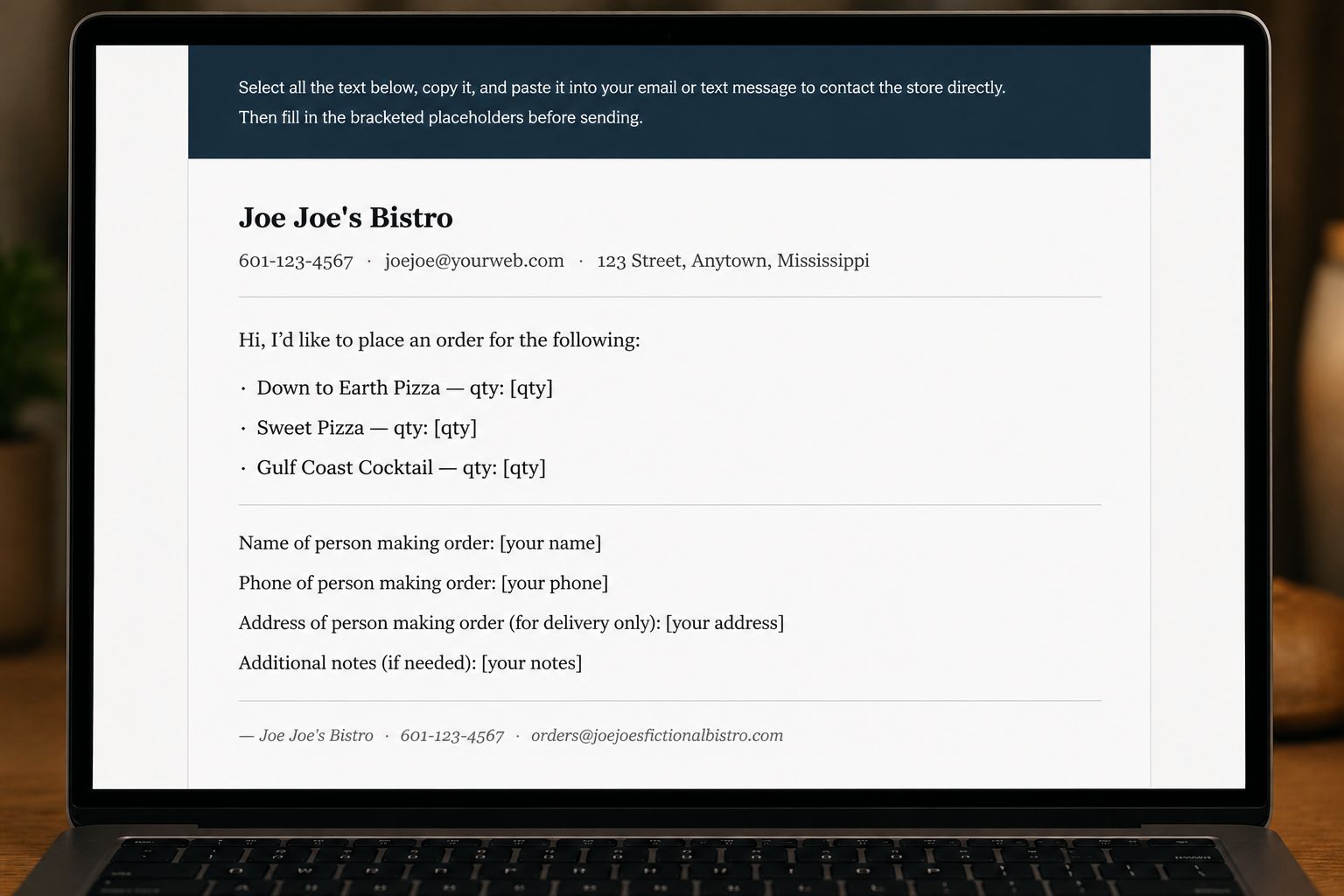 Order message assembler